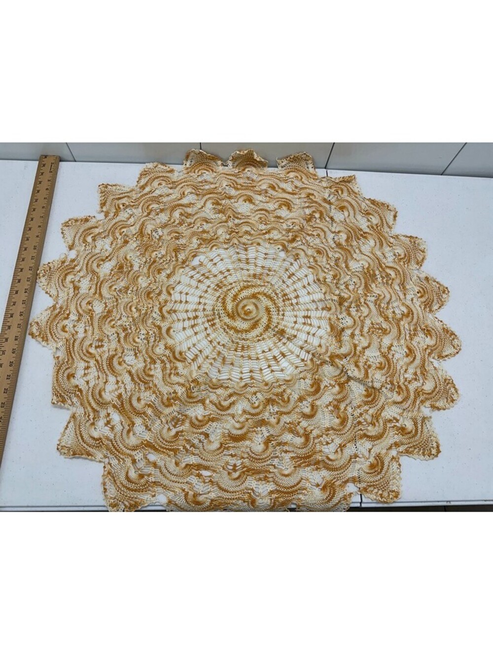 Vintage Handmade Crochet Card Table Tablecloth Topper Retro *READ LOOK*